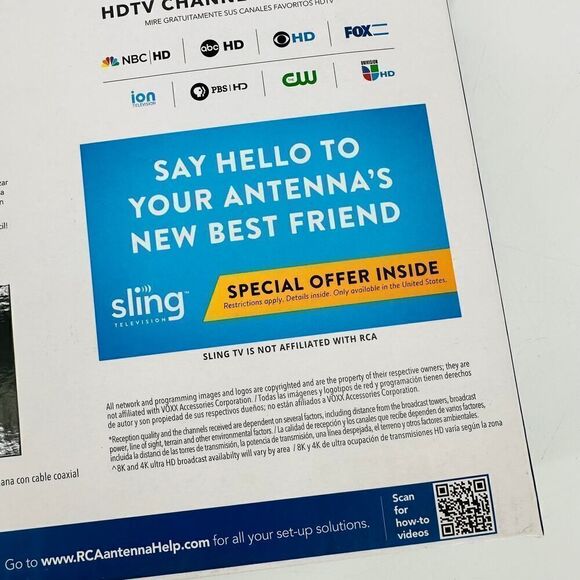 RCA Indoor Flat HDTV Multi-Directional Antenna 40 Mile Range White Digital NIB - Picture 10 of 13